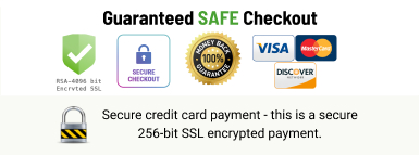 Secure Checkout Trust Icons: Norton, McAfee. Visa / Mastercard / Discover accepted